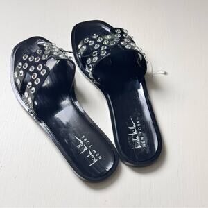 Nicole Miller Women's Black and Silver Embellished Jewels Women's Sandals Sz 7